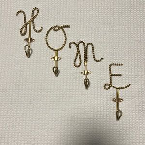 Anthropologie HOME letter gold hooks